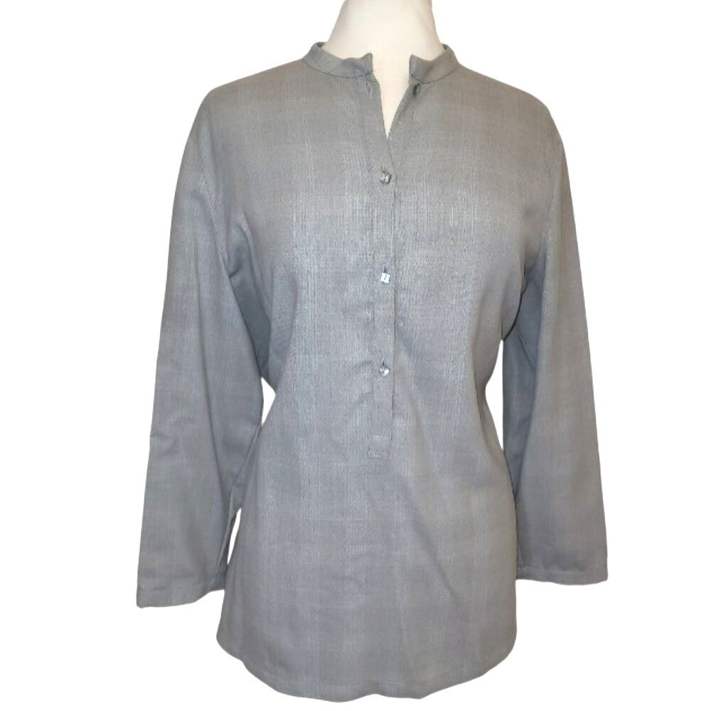 VTG Armani Collezioni Gray Checked Straight Jacket Couture Tunic Blouse 14